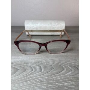 Jimmy Choo JC202 Burgundy Gradient Cat Eye Eyeglasses Crystal Rose Gold Italy